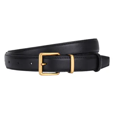 Women's Genuine Leather Belt Black Brown Gold Buckle 25cm