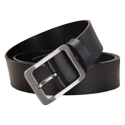 Men's Free Punch Belt Pure Leather Brown Pin Buckle