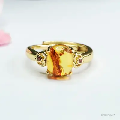 Guan Yu Natural Amber Ring for Women