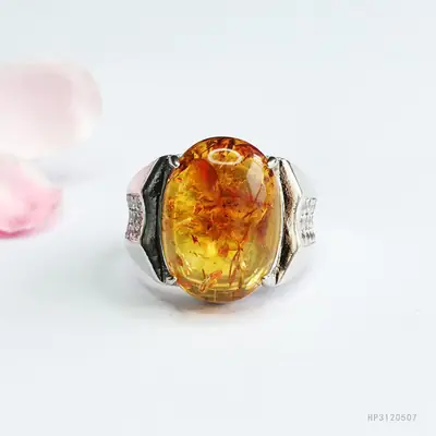 Guan Yu Natural Amber Ring Ethnic Style Jewelry
