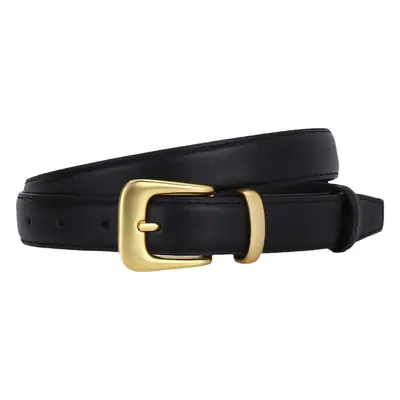 Women's Korean Style Brown Cowhide Belt with Gold Buckle