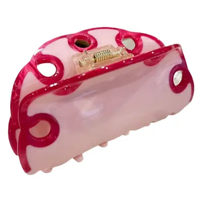 Pink Bow Hair Clip with Pearl Beads for Women