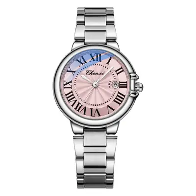 Chenxi Roman Couple Watches Blue Pink White Steel Belt