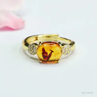 Guan Yu Natural Amber Ring for Women