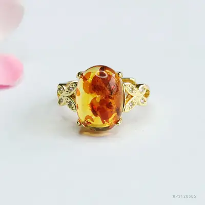 Guan Yu Natural Amber Ring for Women