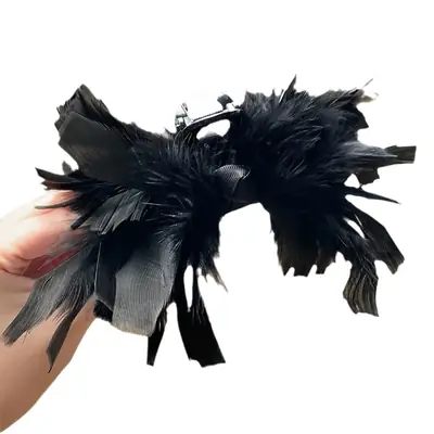 Female Ostrich Feather Hairpin for Women Autumn Winter