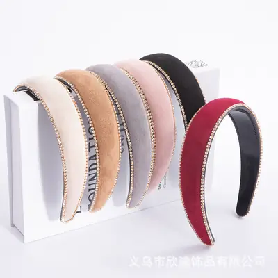 Cross-border rhinestone velvet headbands for women
