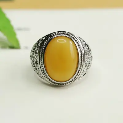Vintage Honey Wax Knuckle Ring with S3120413 Design