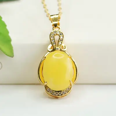 Yellow Honey Necklace Women Ancient Style Jewelry