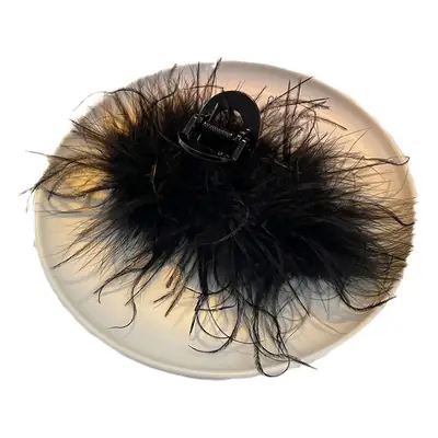 Black Feather Hair Clip Extra Large 13cm Women