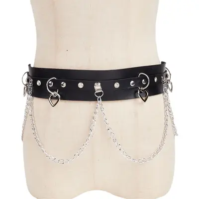 Dark Chain Punk Belt Women Hip Hop Lace Splicing Girdle