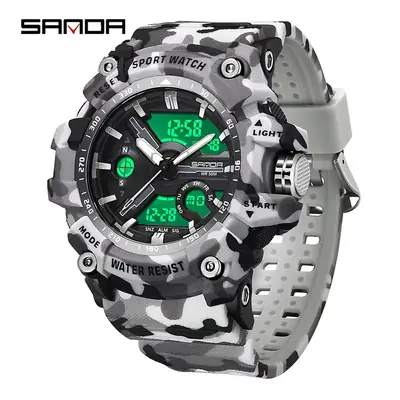 Men's Waterproof Camouflage Digital Watch with Light & GPS