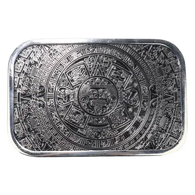 Vintage Western Denim Belt Buckle with Turquoise Stone