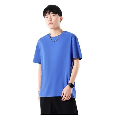 Men Cotton T-Shirt Cream Round Neck Loose Fit