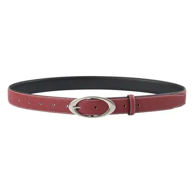 Women's Genuine Leather Belt Red Black Top Litchi Pattern