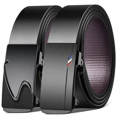 Men's Black Toothless Belt with M Badge