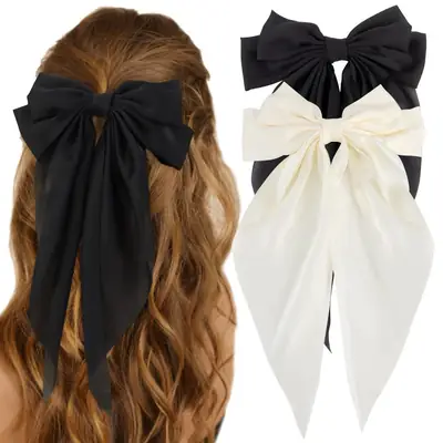 Black Retro Bow Hairpin for Back of Head Clip