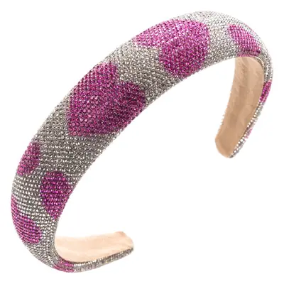 Diamond Love Shape Hair Hoop with Gold & Silver Stripes
