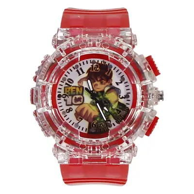 BEN10 Cartoon Quartz Watch for Boys Red Crystal Band