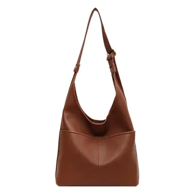Black Leather Shoulder Bag for Women Large Capacity