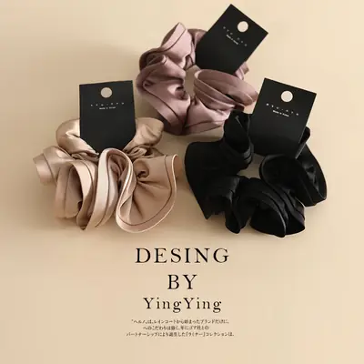 Ying Ying Hair Rings Satin Black Pink Gold
