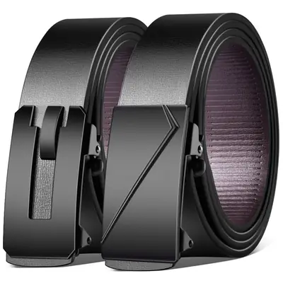 Men's Toothless Automatic Buckle Belt Black Large Size
