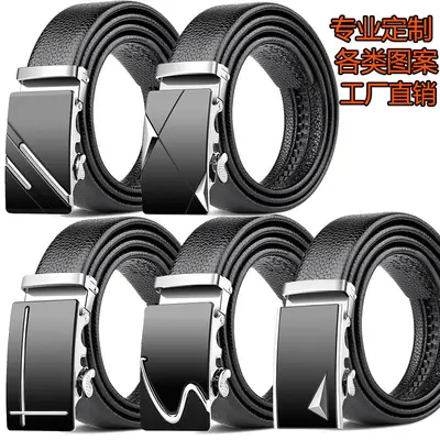 Men's Genuine Leather Belt with Gold Buckle