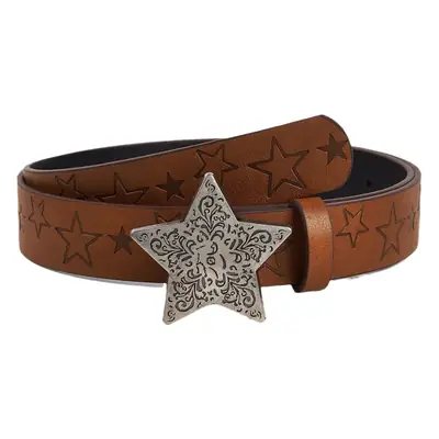 European Star Print Brown Belt for Women Men