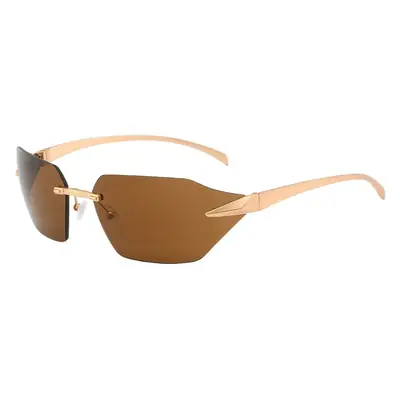 Cross-Border Unisex Curved Sunglasses Brown Tinted