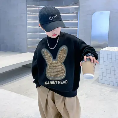Kids Bunny Print Sweatshirt Black 2026