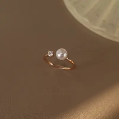 Natural Pearl 925 Silver Plated 18K Gold Ring Niche Design High-grade Finger Ring Women's New Fashion Personality Jewelry