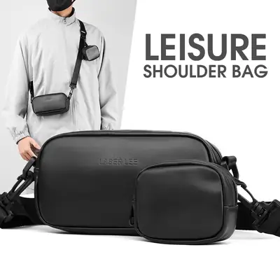 Men's Black Crossbody Bag Mini Mobile Phone Change Key Bag