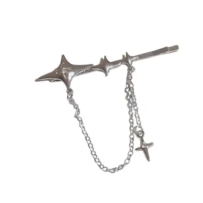 Silver Five-Point Star Tassel Hairpin for Women