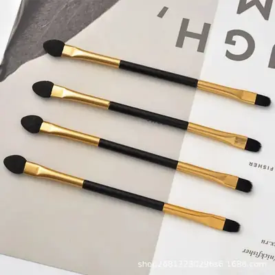 Double Headed Makeup Brushes Eye Shadow Stick Black Gold