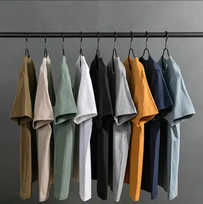 Men Cotton Red T-Shirt Loose Round Neck