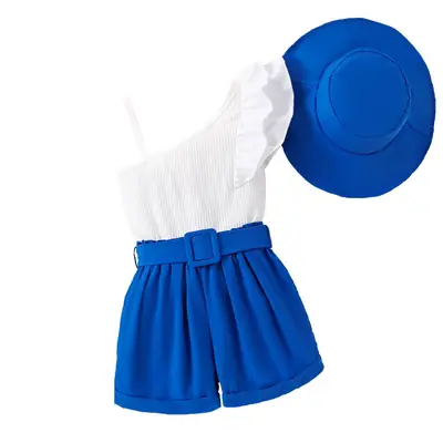 Blue Straw Hat Top for Girls Summer Wear