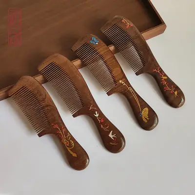 Wooden Hair Comb with Engraving for Ladies Gift