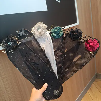 Black Butterfly Hair Styling Tool with Pearl Flower Design