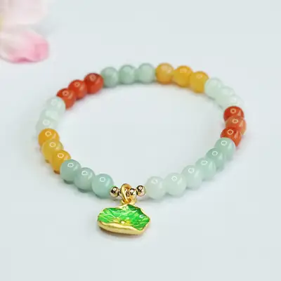 Golden Silk Jade Bracelet Colorful Natural Jade