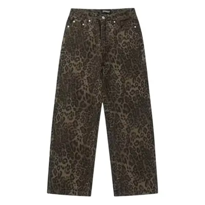 Men Leopard Print Wide Leg Pants Autumn Loose Fit