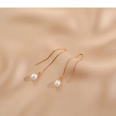 Natural Freshwater Pearl Earrings Women's Summer Elegant 925 Sterling Silver