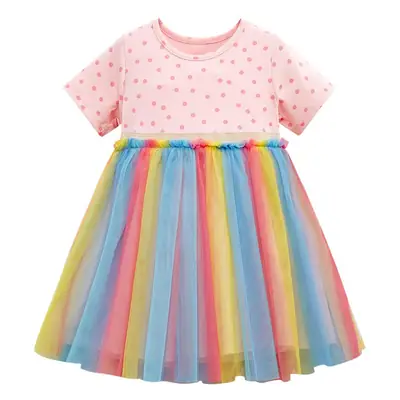 Little Girl Rainbow Mesh Skirt Dress Summer
