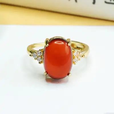 Gold Claw Setting Natural Amber Ring for Women