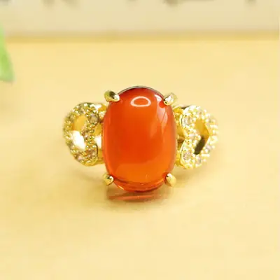 Aiyu Natural Amber Ring for Women Heart Design