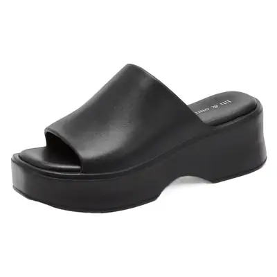Women's Black EVA Platform Slippers with Cross-Border Design