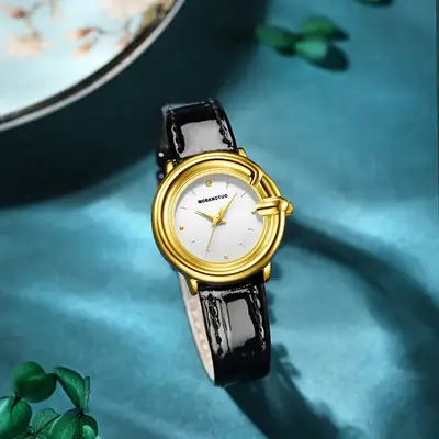 Women's Elegant Quartz Watch with Real Belt