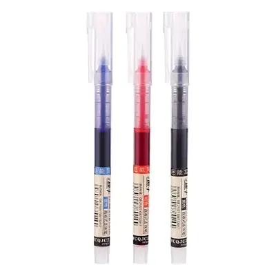 Straight-liquid ballpoint pen quick-drying black gel pen carbon pen for students Red Pen high-color water-based pen signature pen