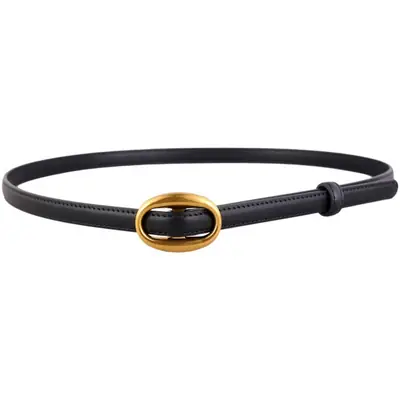 Women's White Silk Belt with Oval Buckle 100cm