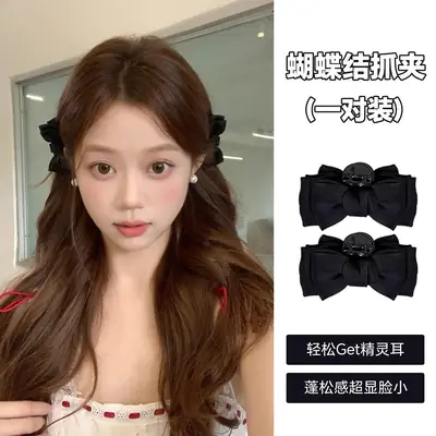 Black Bow Small Hair Clip for Women Autumn Winter
