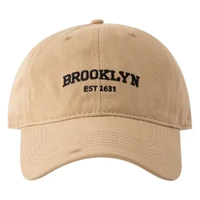 Brooklyn Embroidered Beige Baseball Cap